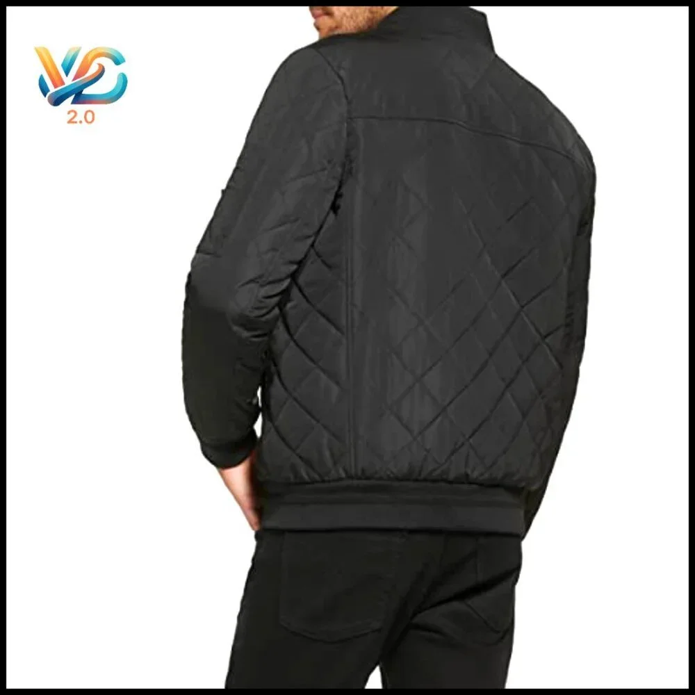 Men's Quilted Flight Jacket with Zipper Details, Lightweight Polyester‎